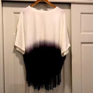 NYCollection cream/black ombré sweater w/fringe